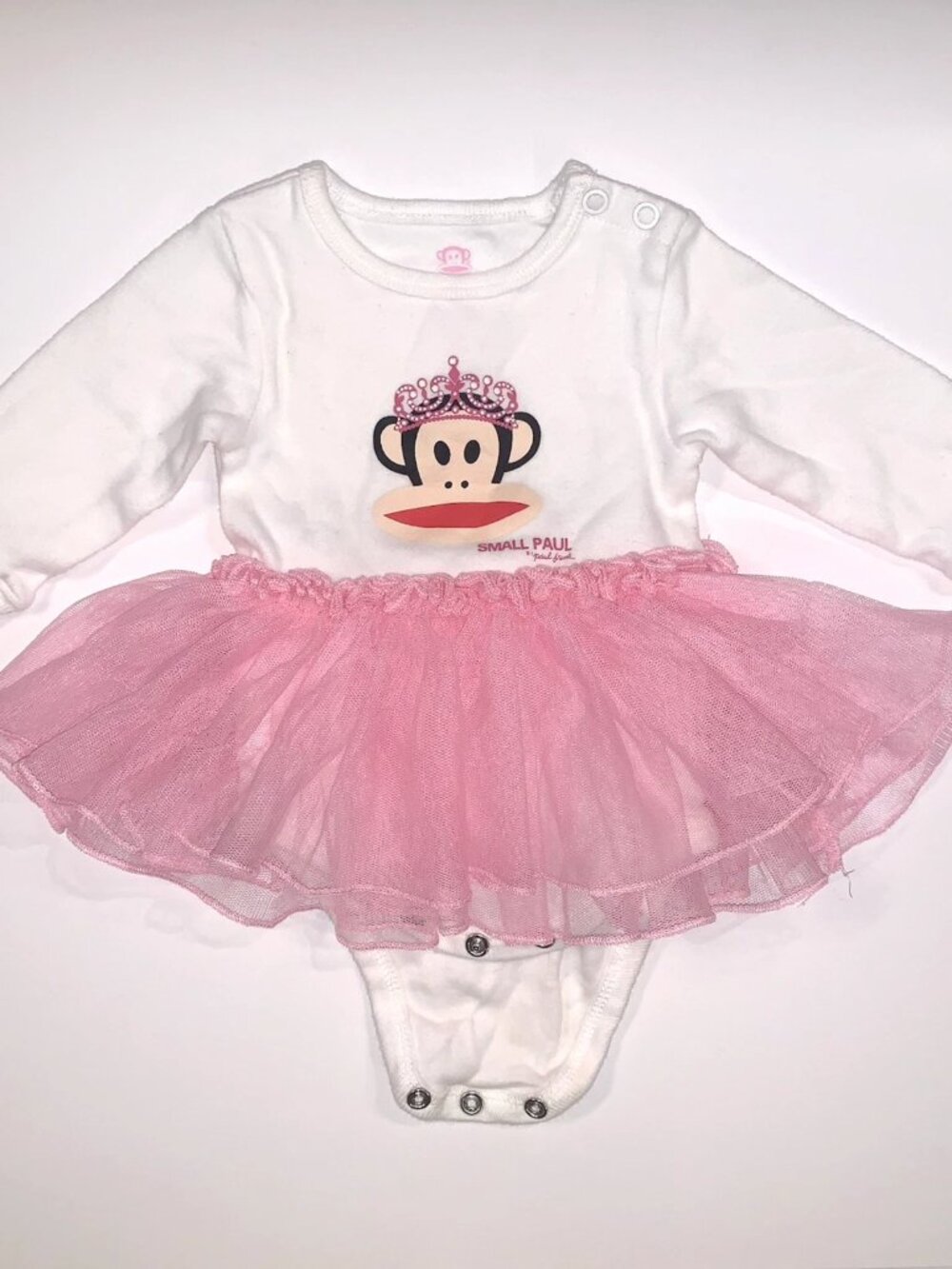 Rare SMALL PAUL FRANK Pink TUTU T-Shirt MONKEY BODYSUIT Infant 0/3 M One Piece